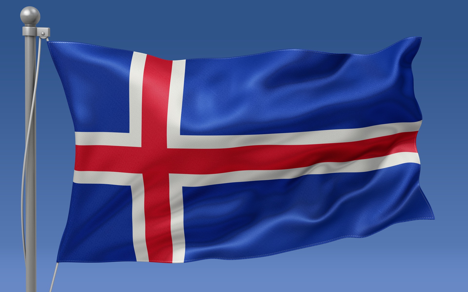 Iceland flag on the flagpole